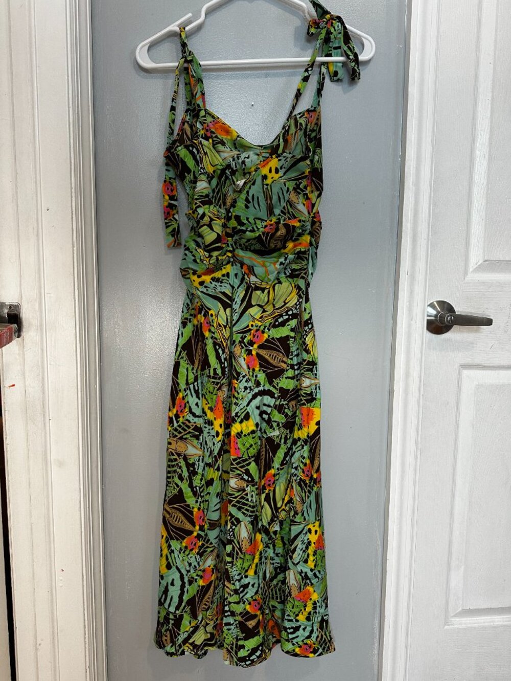 Vintage Diane Von Furstenberg Slip Midi Butterfly Print Sleeveless Dress Y2K - Picture 2 of 8